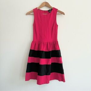 Aqua Bloomingdale’s Red & Black Fit and Flare Striped Dress Semi Formal Party XS